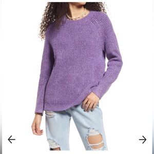 Bp. Nordstrom purple recycled plaited stitch heathered sweater top